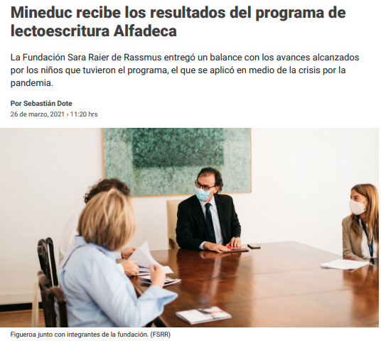 Mineduc recibe los resultados del programa de lectoescritura Alfadeca